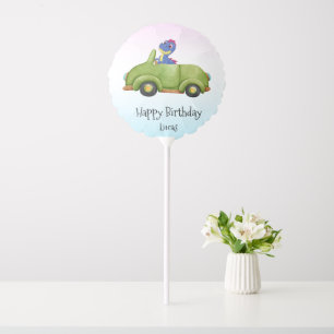 Funny dinosaur antique car boy School kid Birthday Balloon