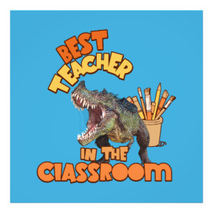 Funny Dinosaur Art Teacher Classroom Humor Design Photo Print