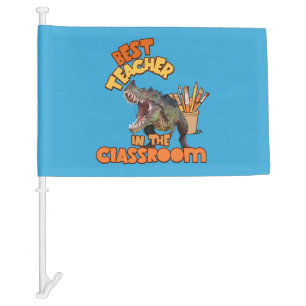 Funny Dinosaur Art Teacher Creative Classroom Car Flag