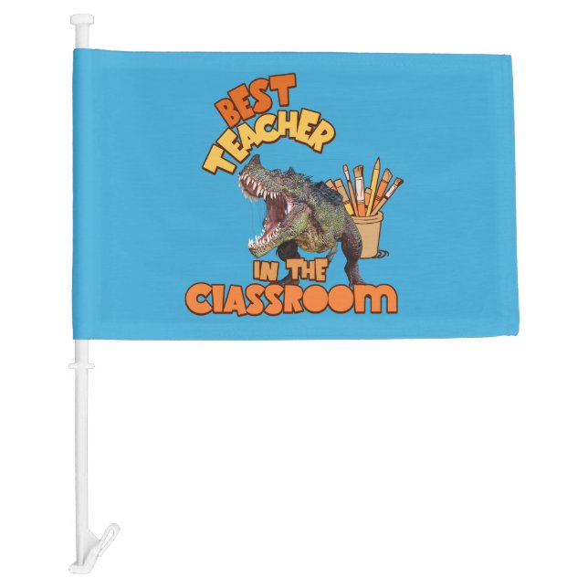 Funny Dinosaur Art Teacher Creative Classroom Car Flag (Front)