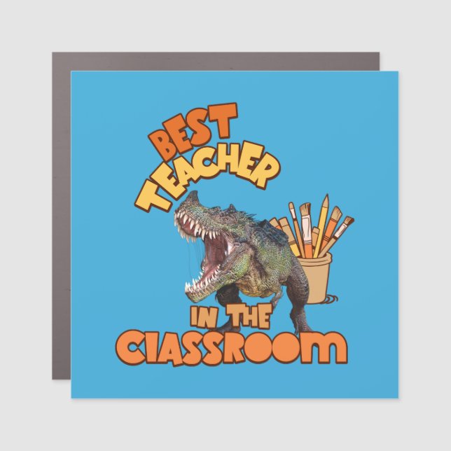 Funny Dinosaur Art Teacher Creative Classroom Car Magnet (Front)