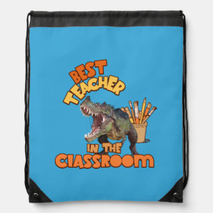 Funny Dinosaur Art Teacher Creative Classroom Drawstring Bag