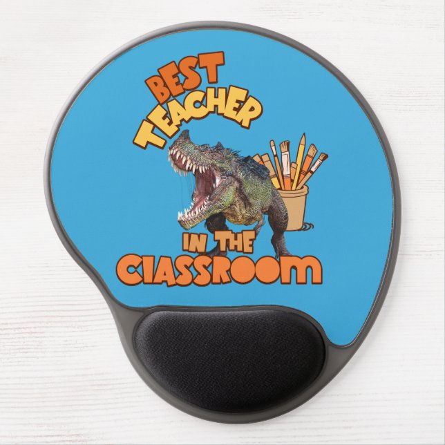 Funny Dinosaur Art Teacher Creative Classroom Gel Mouse Pad (Front)