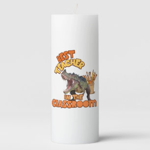 Funny Dinosaur Art Teacher Creative Classroom Pillar Candle