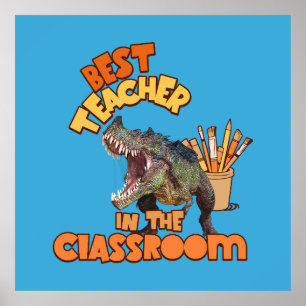 Funny Dinosaur Art Teacher Creative Classroom Poster