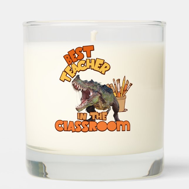 Funny Dinosaur Art Teacher Creative Classroom Scented Candle (Front)