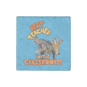 Funny Dinosaur Art Teacher Creative Classroom Stone Magnet