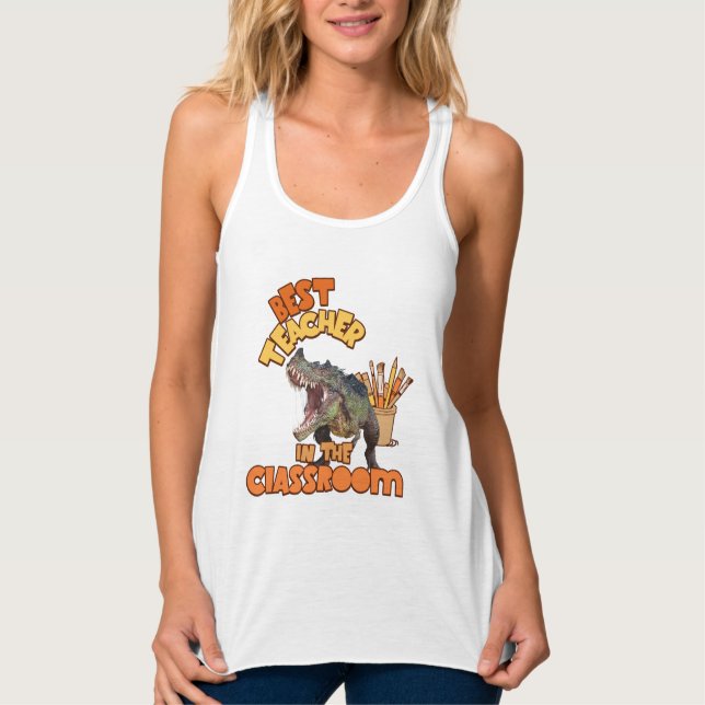 Funny Dinosaur Art Teacher Creative Classroom Tank Top (Front)