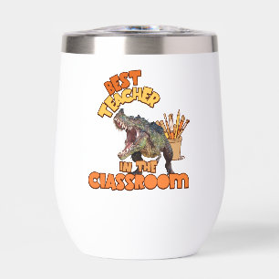 Funny Dinosaur Art Teacher Creative Classroom Thermal Wine Tumbler
