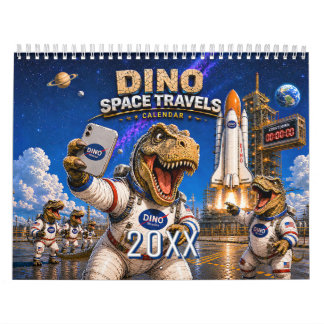 Funny Dinosaur Astronaut Wall Calendar 
