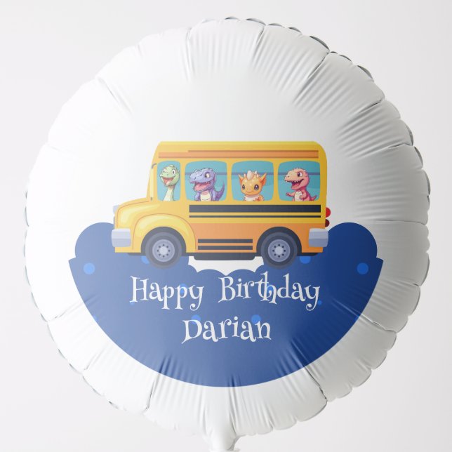 Funny dinosaur Back To School Bus Balloon Birthday (Front)