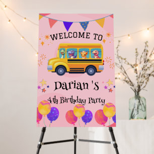 Funny dinosaur Back To School Bus Balloon Birthday Foam Board