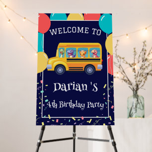 Funny dinosaur Back To School Bus Balloon Birthday Foam Board