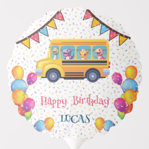 Funny dinosaur Back To School Bus boy Birthday Balloon