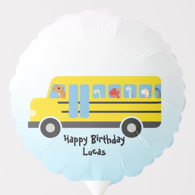 Funny dinosaur Back To School Bus boy Birthday Balloon (Front)