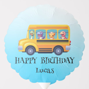 Funny dinosaur Back To School Bus boy Birthday Balloon