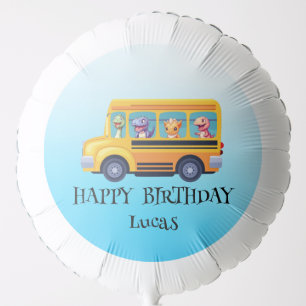 Funny dinosaur Back To School Bus boy Birthday  Balloon