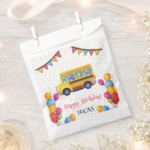 Funny dinosaur Back To School Bus boy Birthday  Favor Bag
