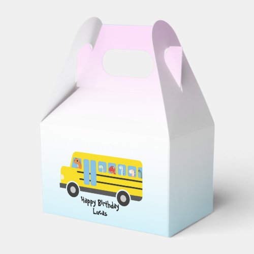 Funny dinosaur Back To School Bus boy Birthday Favor Boxes