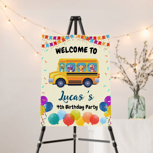 Funny dinosaur Back To School Bus boy Birthday  Foam Board