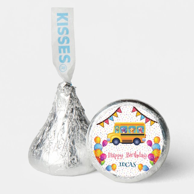 Funny dinosaur Back To School Bus boy Birthday  Hershey®'s Kisses® (Front)