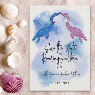 Funny Dinosaur Beach Wedding Save The Date