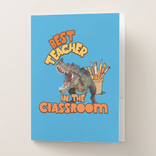 Funny Dinosaur Best Teacher in the Classroom  Pocket Folder