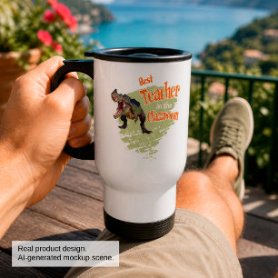 Funny Dinosaur Best Teacher in the Classroom Travel Mug