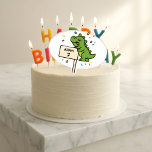 Funny Dinosaur Birthday Cake Topper 