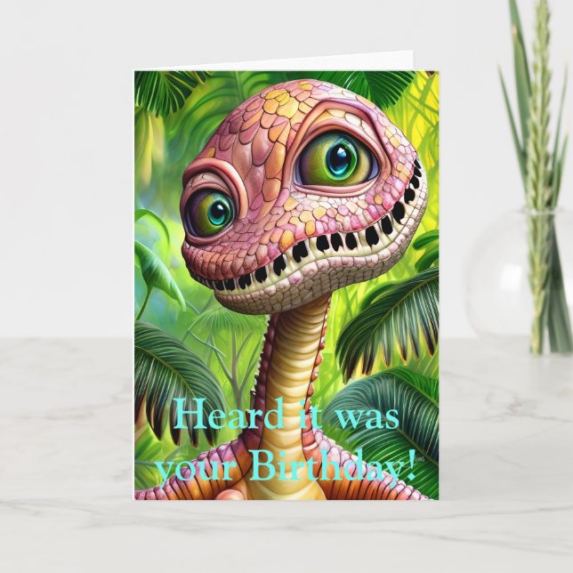 Funny Dinosaur Birthday Card Editable (Front)