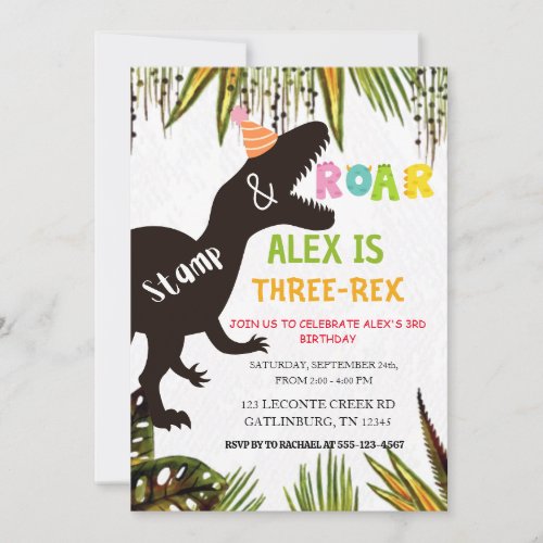 Funny Dinosaur birthday invitation 