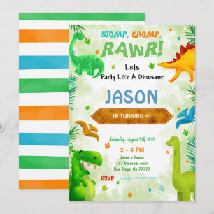 Funny Dinosaur Birthday Party Invitation