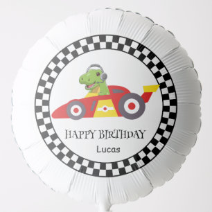 Funny Dinosaur Birthday racing car boy kids name Balloon