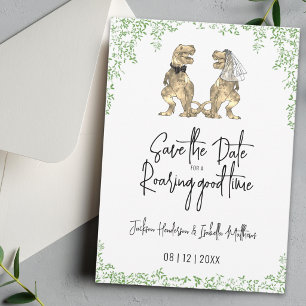 Funny Dinosaur Bride and Groom Wedding Save The Date