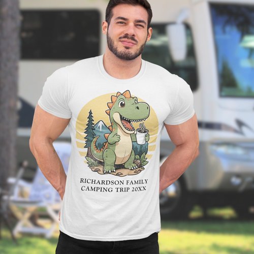 Funny Dinosaur Camper Custom Family Camping Trip T_Shirt