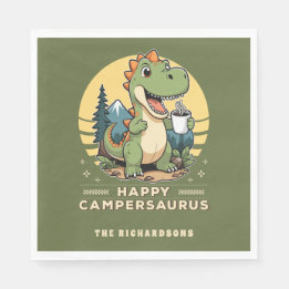 Funny Dinosaur Camper Outdoors Custom Camping Napkins