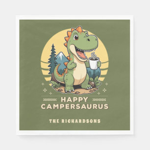 Funny Dinosaur Camper Outdoors Custom Camping Napkins