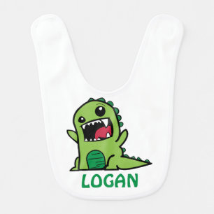 Funny dinosaur cartoon with name baby slabbetje bib