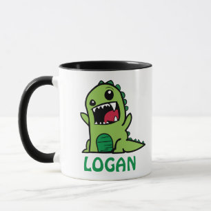 Funny dinosaur cartoon with name mug