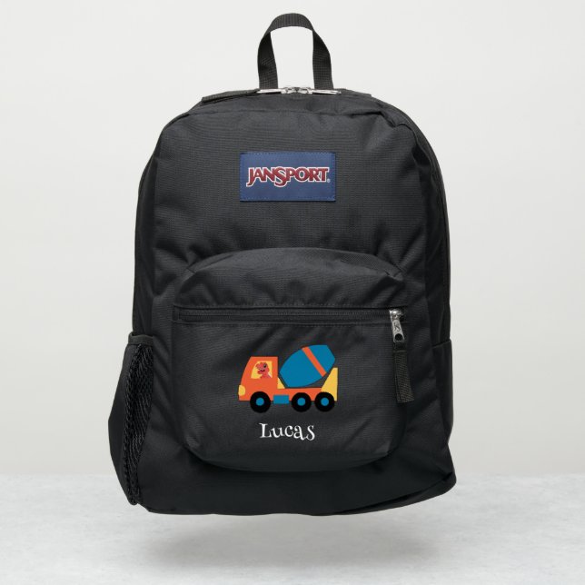 Funny dinosaur cement truck Birthday party Name JanSport Backpack (Front)