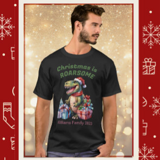 Funny Dinosaur Christmas T-Shirt for Men, Family