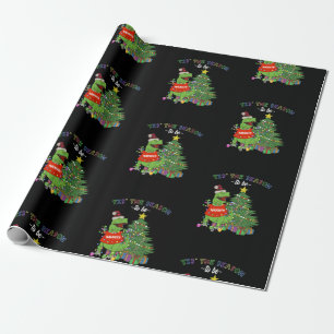 Funny Dinosaur Christmas Tis the Season Naughty Wrapping Paper