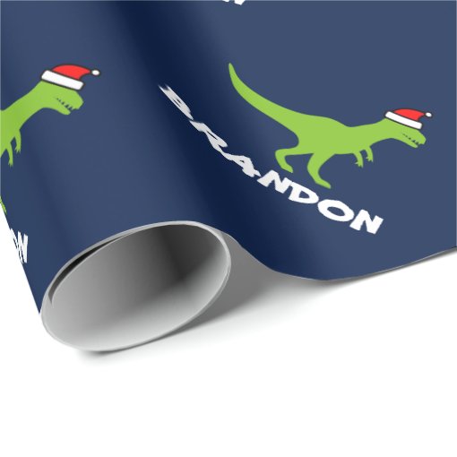 Funny dinosaur Christmas wrapping paper for kids Zazzle