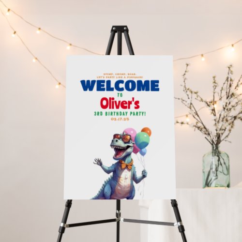 Funny Dinosaur Colorful Birthday Welcome Foam Board