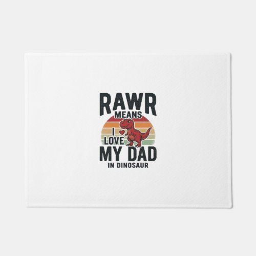 Funny Dinosaur Dad RAWR Vintage Shirt Design_1 Doormat