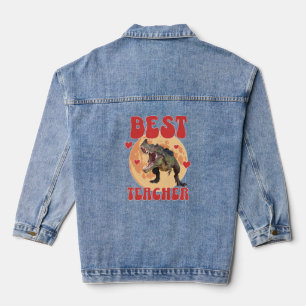 Funny Dinosaur Dino Best Teacher Denim Jacket