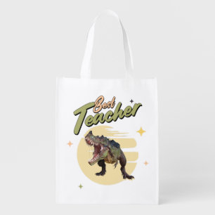 Funny Dinosaur Dino Best Teacher Grocery Bag