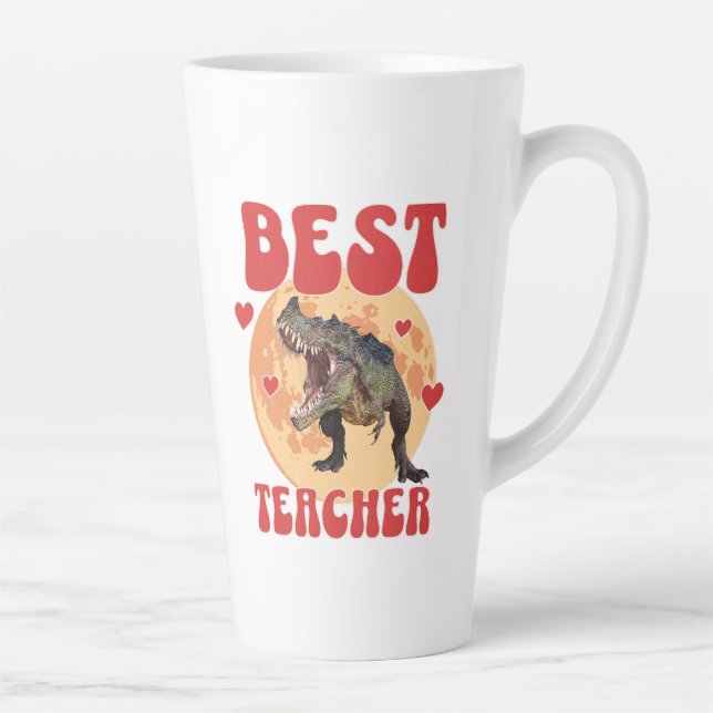 Funny Dinosaur Dino Best Teacher Latte Mug (Right)