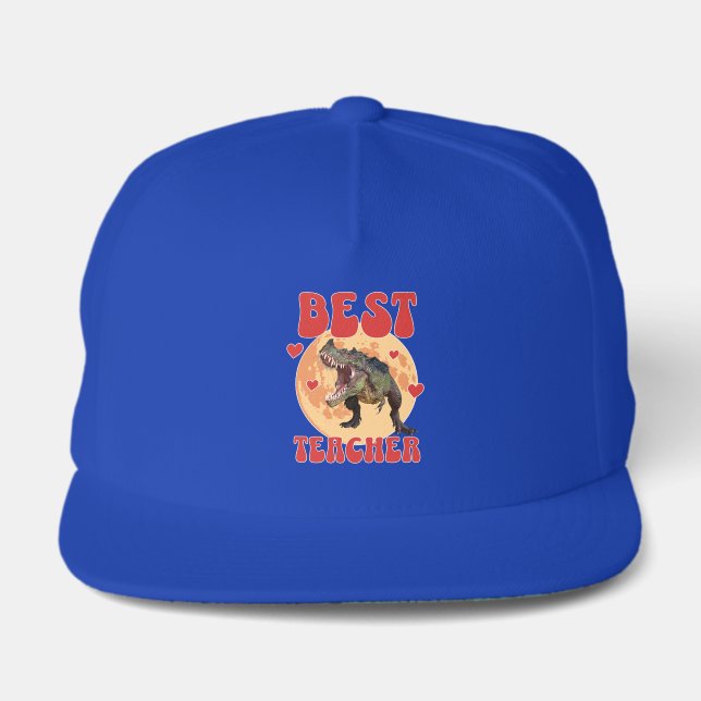 Funny Dinosaur Dino Best Teacher Snap Back Hat (Front)