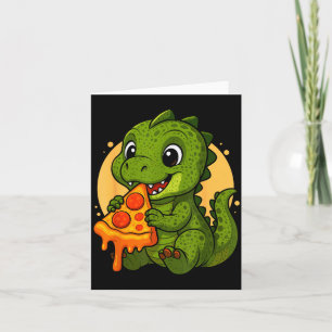 Funny Dinosaur Eating Zza Graphic Boys Girls Dinos Card